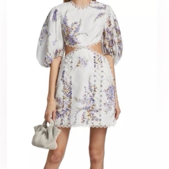 Zimmermann Jude Floral Linen Cut-out minidress - Picture 6 of 12